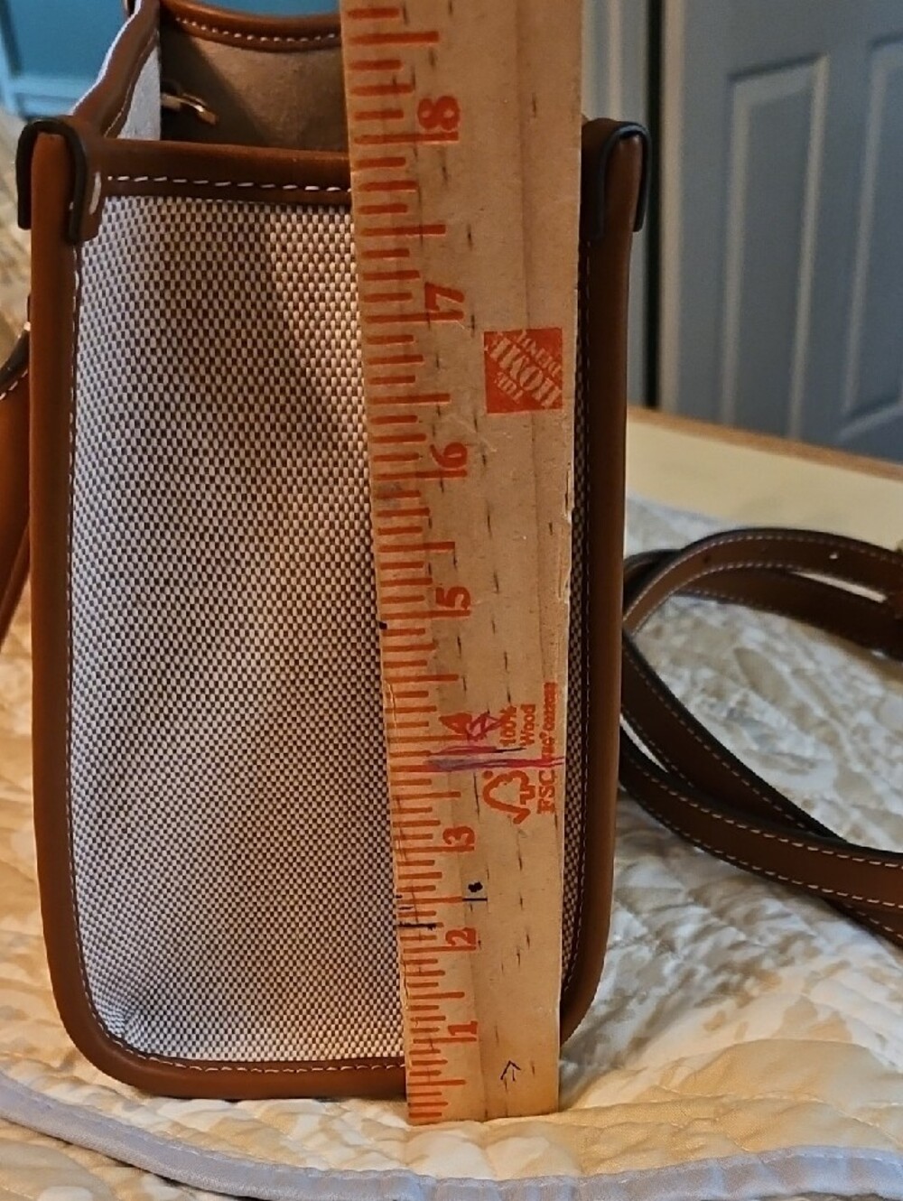 Tory Burch Blake Cream Canvas Satchel with Brown Leather Trim - Picture 8 of 15